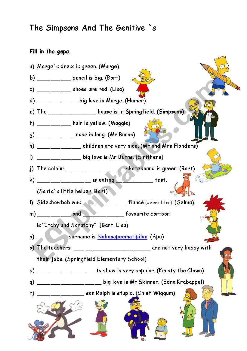 The Simpsons and the genitive `s 